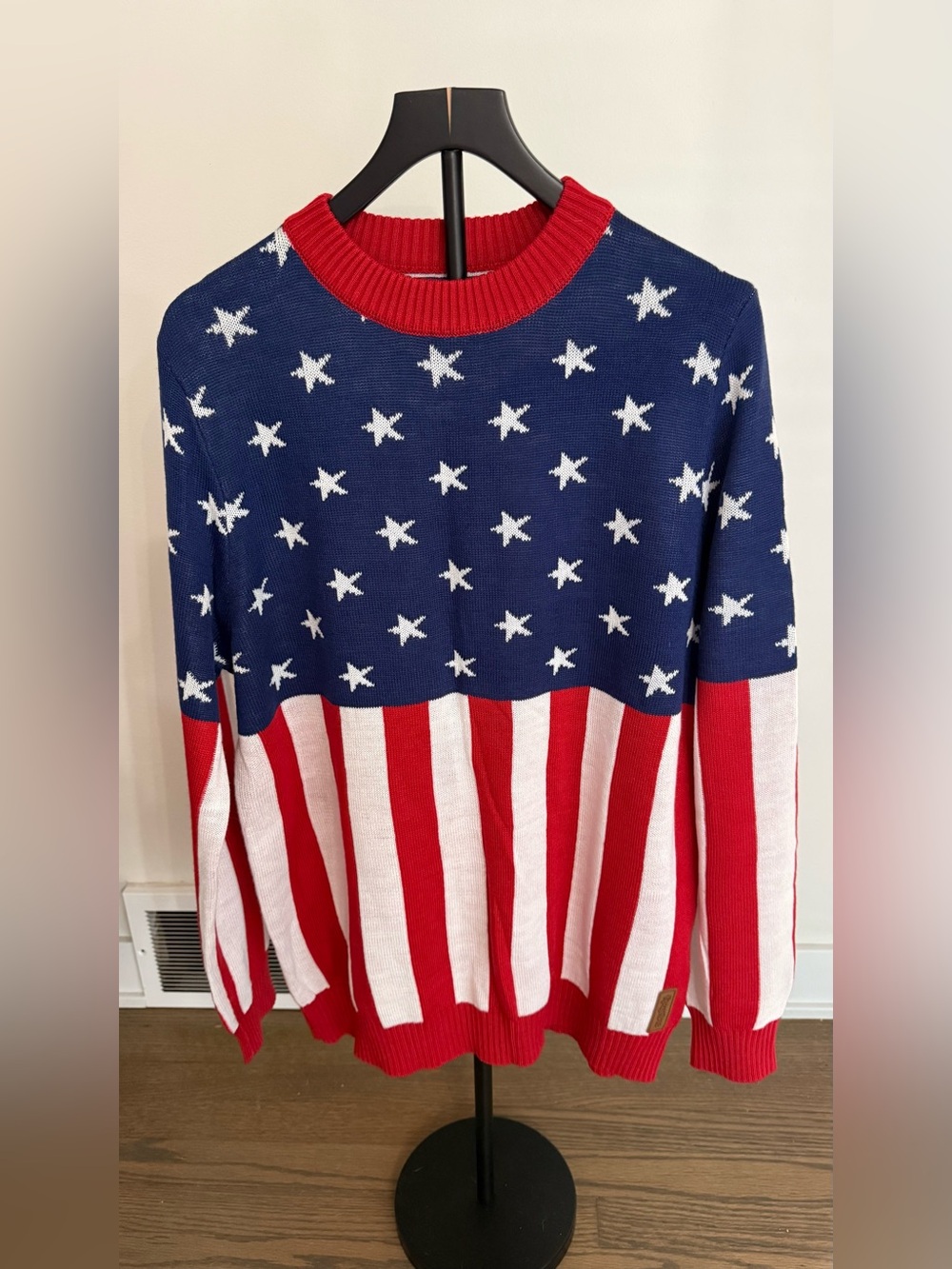 Tipsy Elves American Flag Sweater Color Block Large